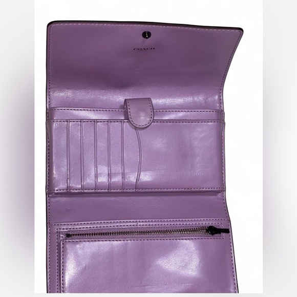 Coach Leather Small Trifold Wallet - Style No.
65558 (Purple) - Picture 2 of 3